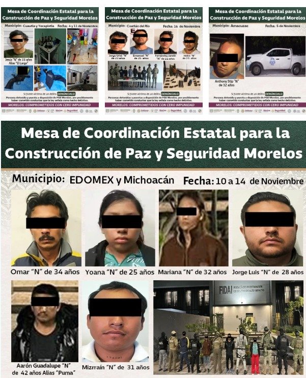 Asegura Mesa de Coordinación de Paz y Seguridad una bodega concentradora de estupefacientes y 16 personas por delitos de alto impacto